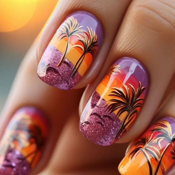 summer-nail-designs-Tropical-Sunset