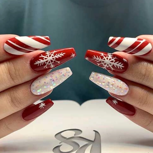 Acrylic-Coffin-Christmas-Nails-Snowman-Fun