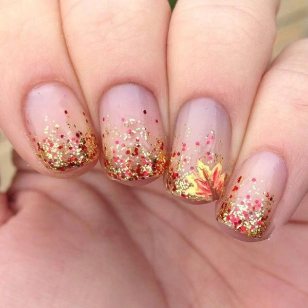 Autumn-Fall-Nail-Glittering-Leaves