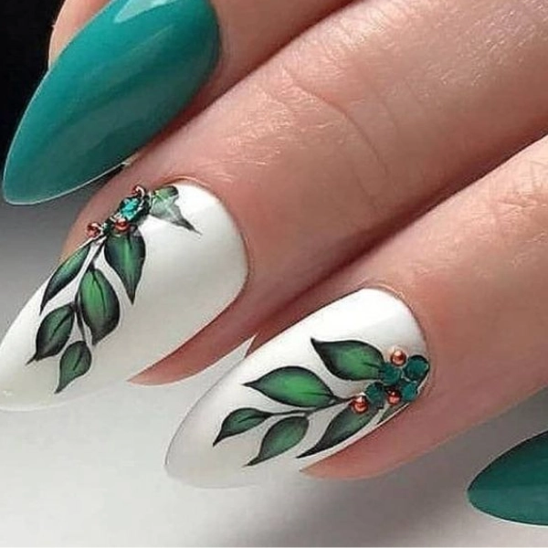 Autumn-green-fall-nails-DIY-Leaf-Imprints