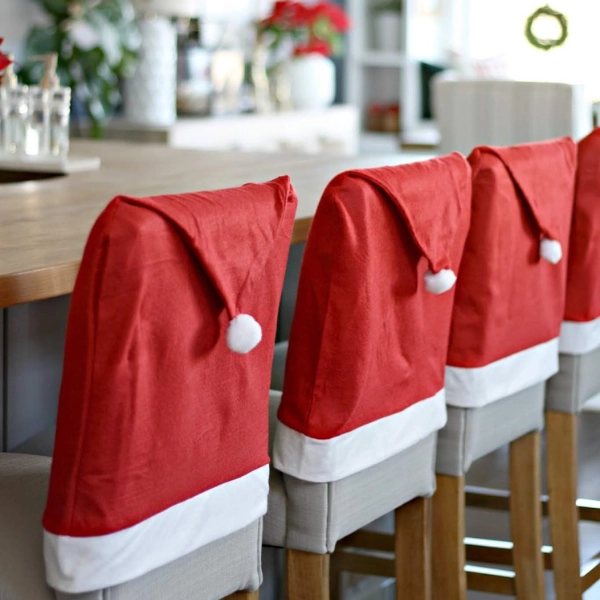 DIY-Christmas-Decor-Santa-Hat-Chair-Covers