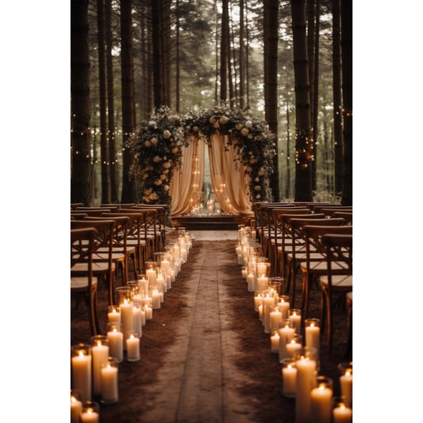 Fairy-Forest-Wedding-Ceremony-Decor-Candlelit-Pathways