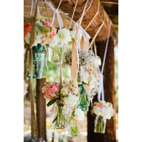 Fairy-Forest-Wedding-Ceremony-Decor-Hanging-Mason-Jars