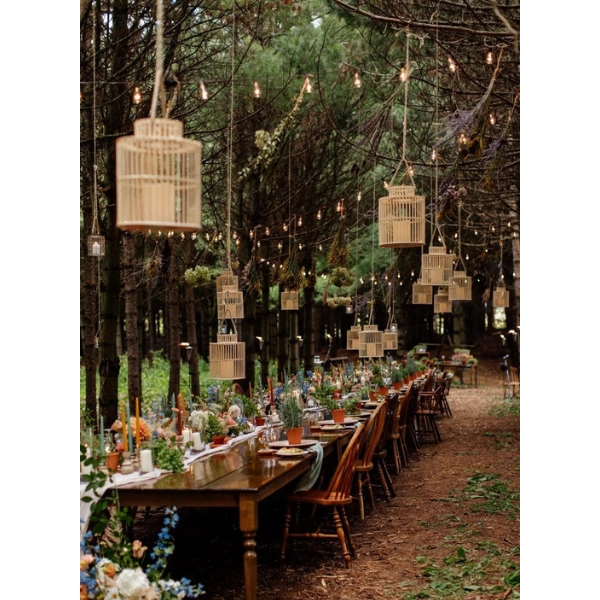 Fairy-Forest-Wedding-Ceremony-Decor-Vintage-Birdcages