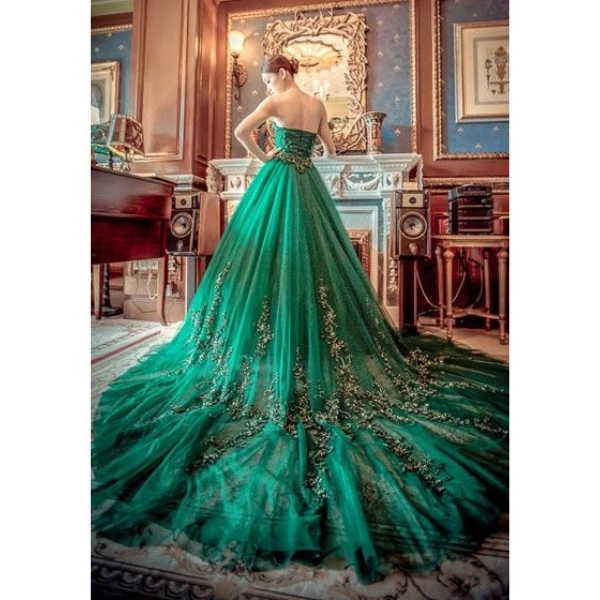 Fairy-Wedding-Dress-in-Green-Delicate-Beading