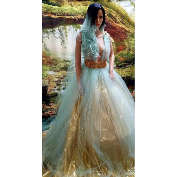 Fairy-Wedding-Dress-in-Green-Ethereal-Fabrics