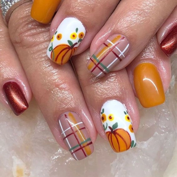 Fall-Nail-autumn-square-Plaid-Patterns