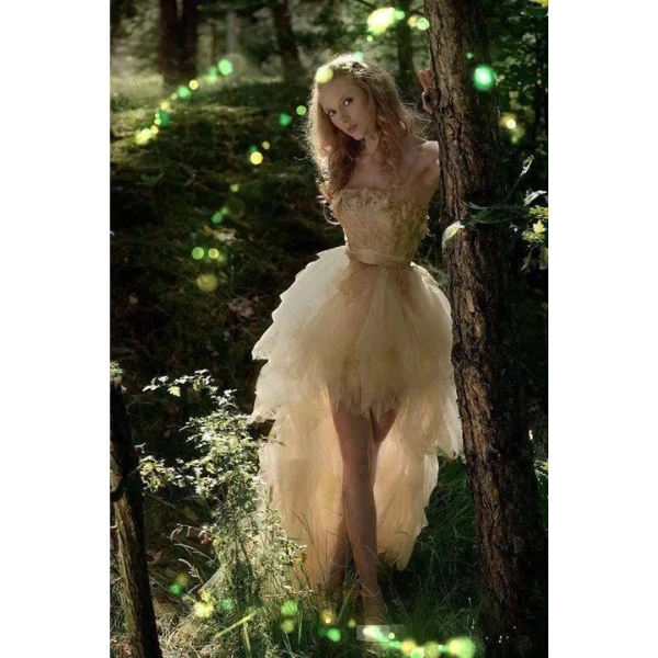 Forest-Fairy-Wedding-Dresses-High-Low-Hem