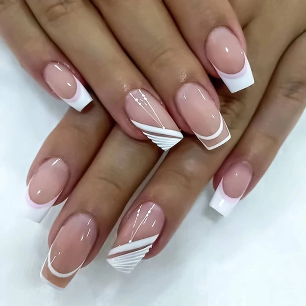 French-Tip-Square-Long-Nail-Double-Lined-Tips