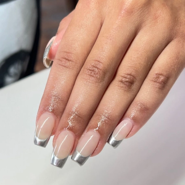 French-Tip-Square-Long-Nail-Metallic-Tips