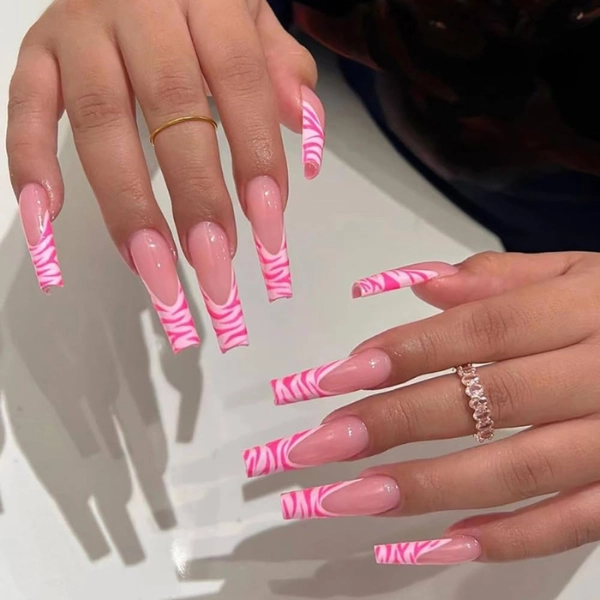 French-Tip-Square-Long-Nail-Stripes