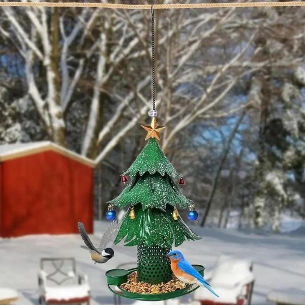 Outdoor-yard-Christmas-decor-Festive-Bird-Feeders