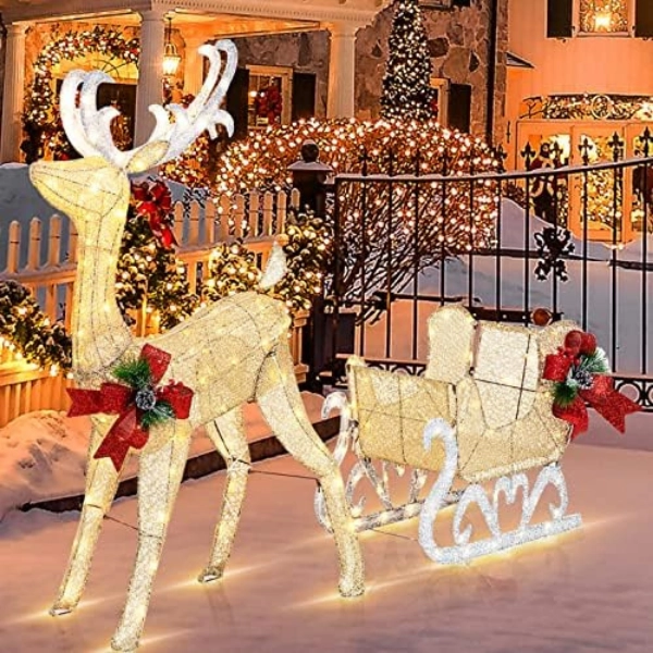 Outdoor-yard-Christmas-decor-Sleigh-and-Reindeer