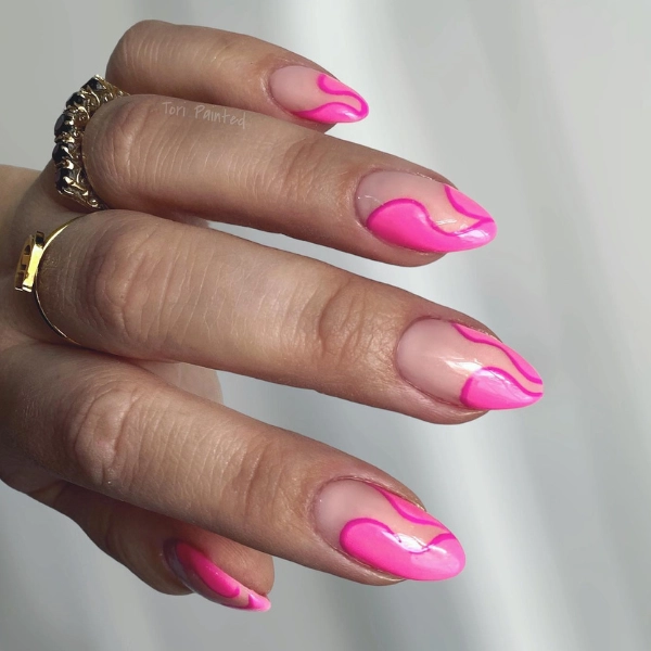 Pink-Nails-French-Tips-Abstract-Designs