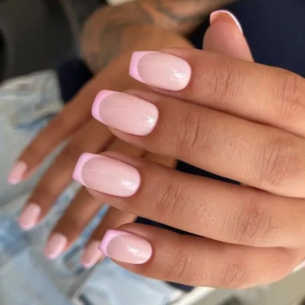 Pink-Nails-French-Tips-Pastel