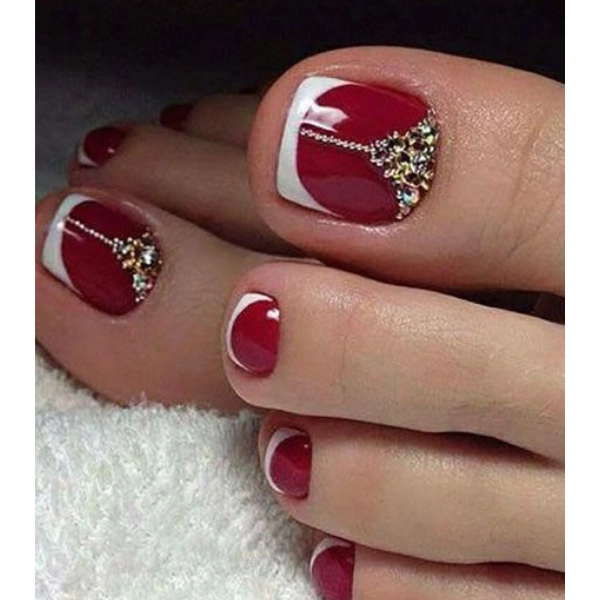 Red-French-Tip-Pedicure-Red-and-Gold