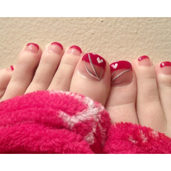 Red-French-Tip-Pedicure-Tribal-Patterns