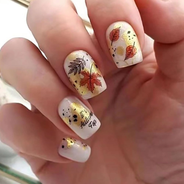 Short-Gel-Fall-Nails-Autumn-Leaves