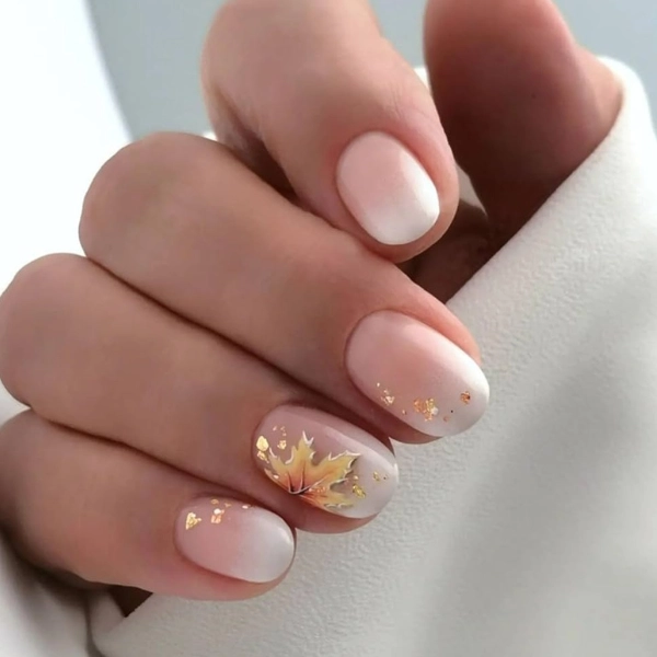 Short-Square-Fall-Nails-Golden-Leaf