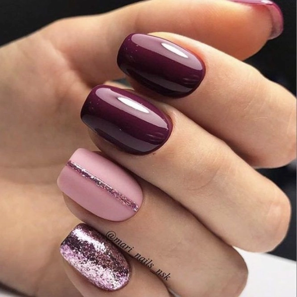 Short-autumn-fall-nails-Berry-Tones