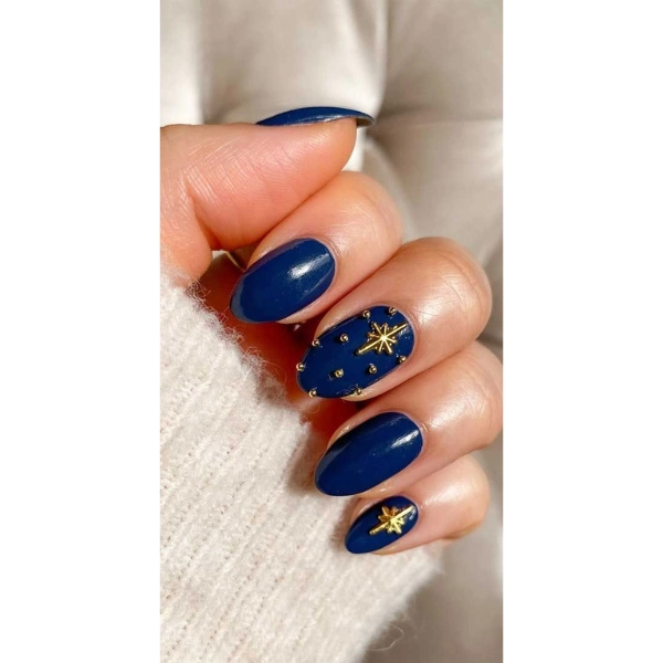 Short-autumn-fall-nails-Navy-Blue