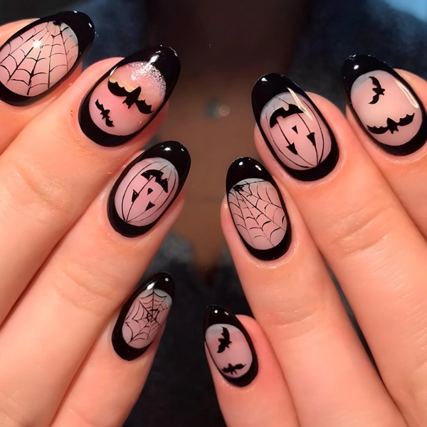 Short-autumn-fall-nails-Spider-Webs