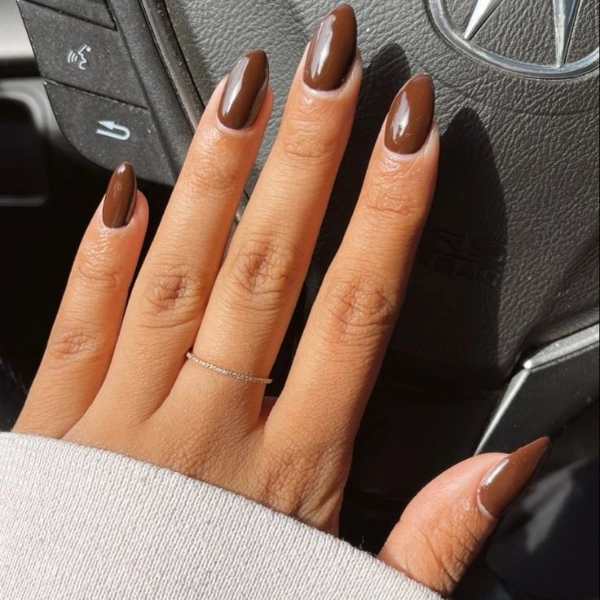 Simple-Autumn-Fall-Nails-Chocolate-Brown