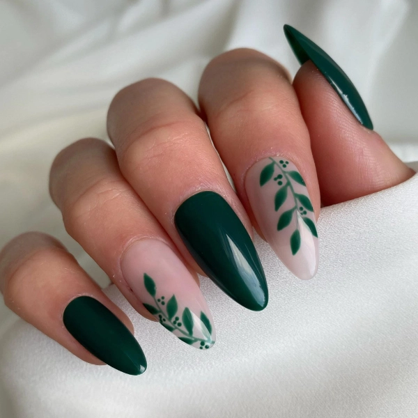 Simple-Autumn-Fall-Nails-Forest-Green