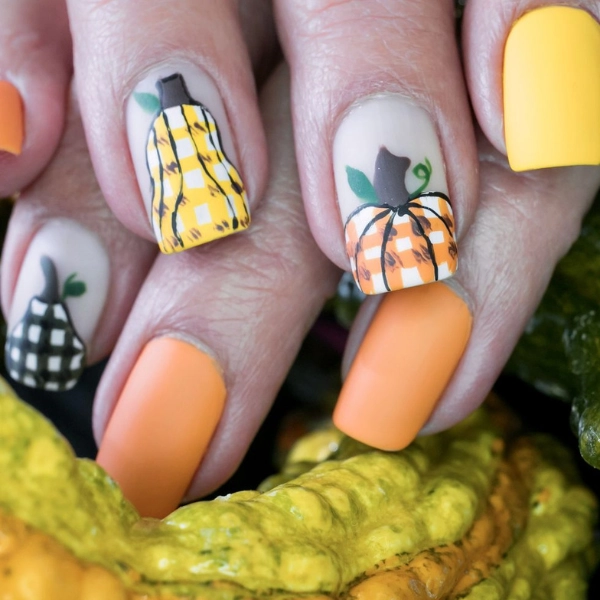 Simple-Autumn-Fall-Nails-Harvest-Yellow