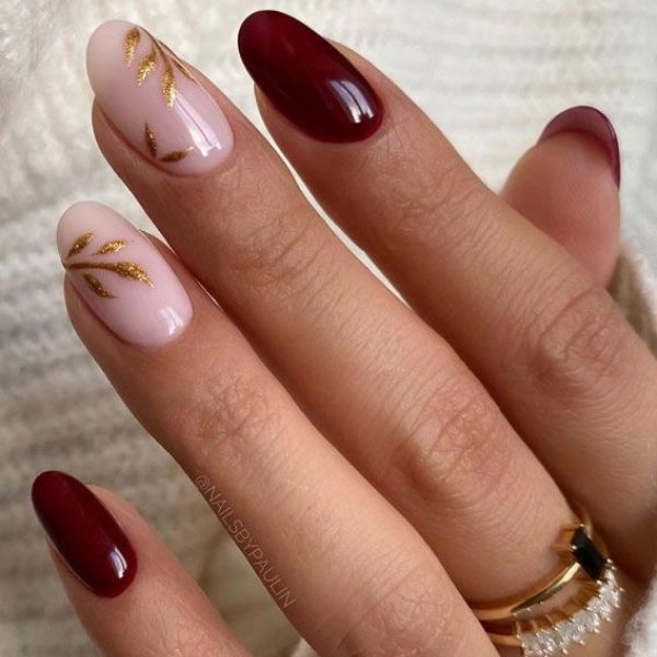 Simple-Autumn-Fall-Nails-Wine-Red