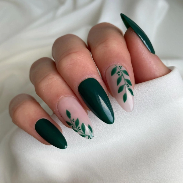 Simple-Summer-Green-Almond-Nails-Forest