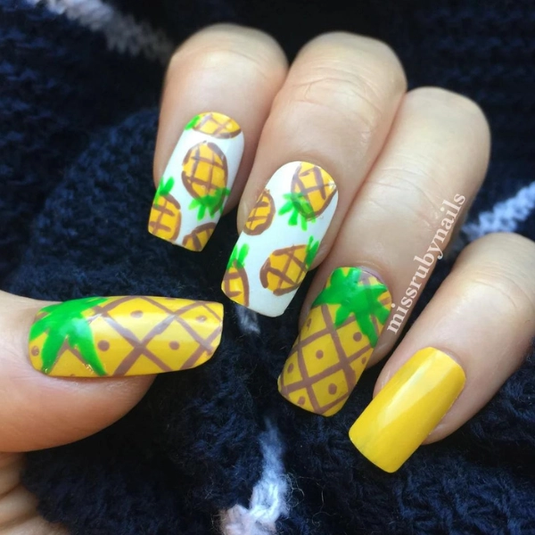 Simple-Summer-Green-Almond-Nails-Pineapple