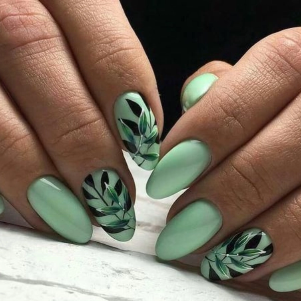 Simple-Summer-Green-Almond-Nails-Tropical