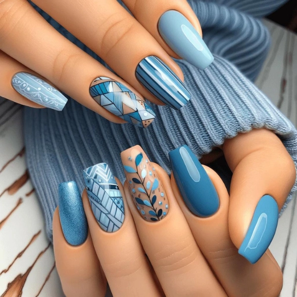 Stunning-Fall-Nail-Designs-Frosted-Blue