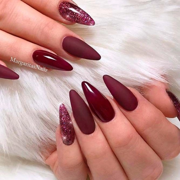 almond-fall-nails-Deep-Burgundy-Ombre