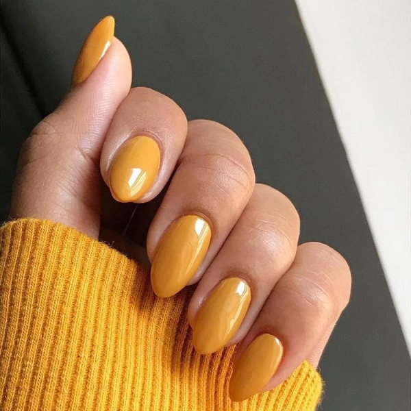 almond-fall-nails-Mustard-Yellow