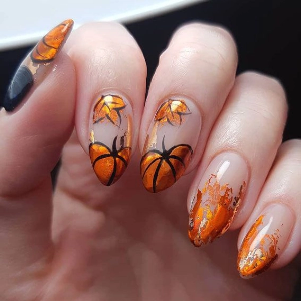 autumn-leaves-fall-nail-Copper-Foil