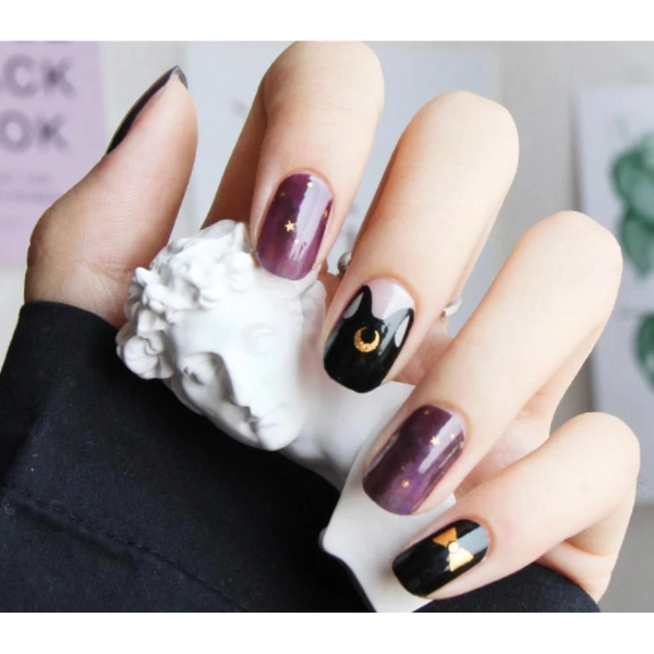 fall-nail-design-Black-Cat