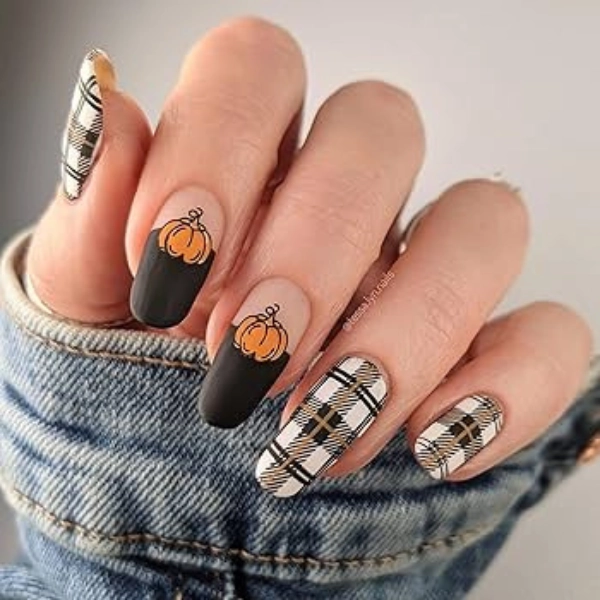 fall-nail-gel-Plaid-Perfection