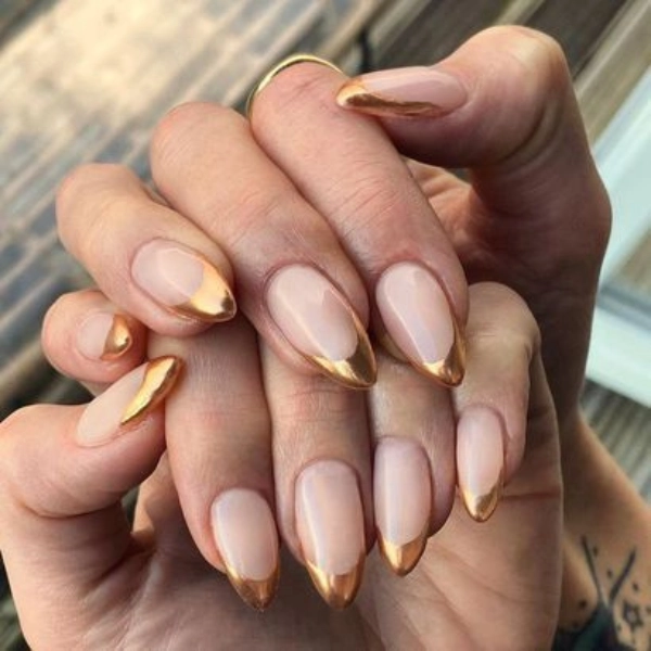 french-tip-almond-nails-Copper-Tips