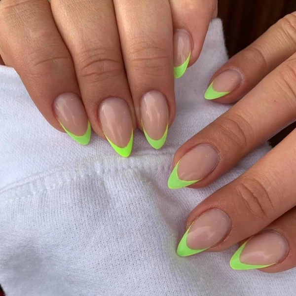 french-tip-almond-nails-Neon-Tips