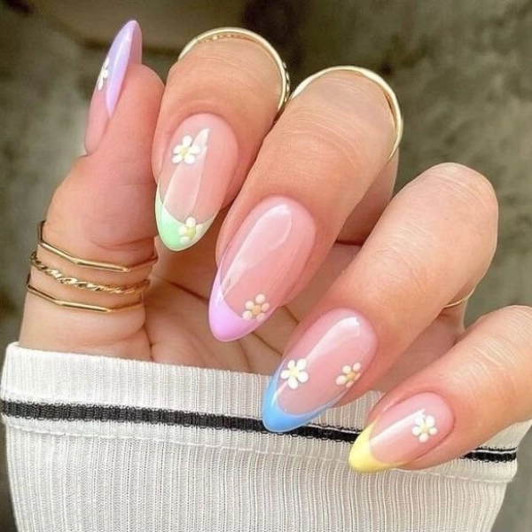 french-tip-almond-nails-Pastel-Rainbow-Tips