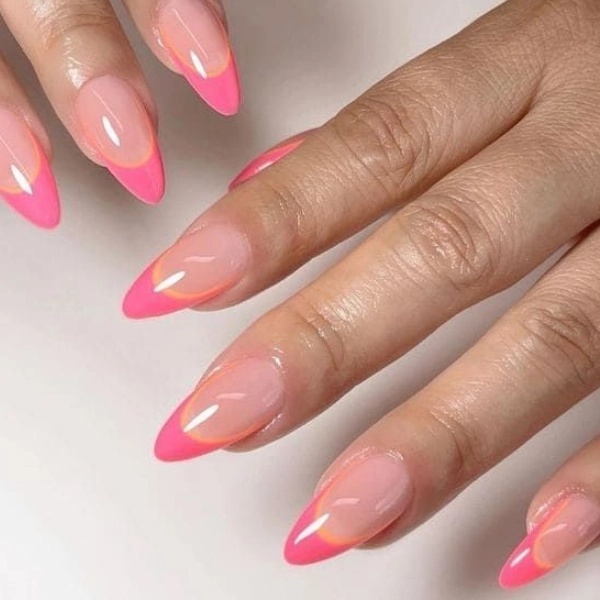 french-tip-almond-nails-Pink-Tips