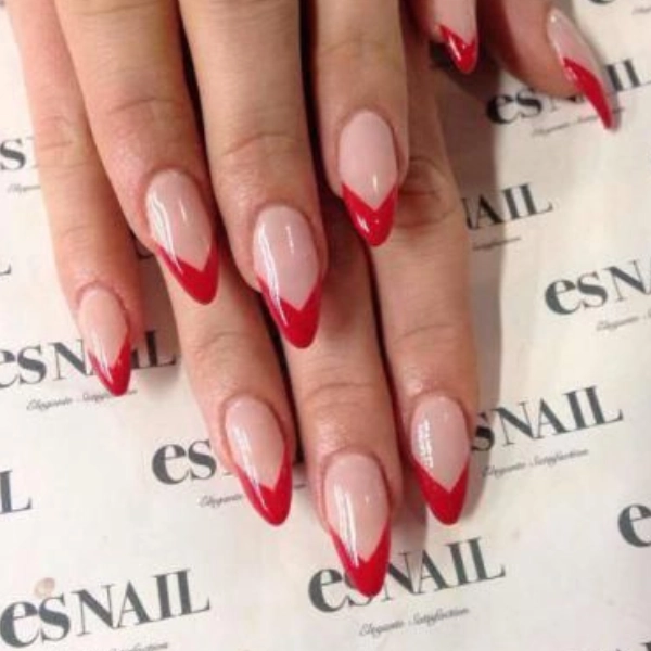 french-tip-almond-nails-Red-Tips