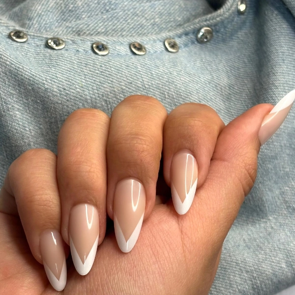 french-tip-almond-nails-V-Shaped-Tips