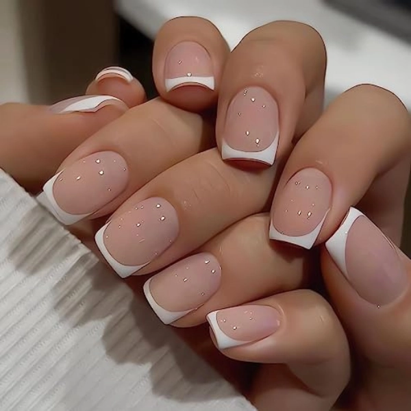 french-tip-nails-short-square-White-Tips