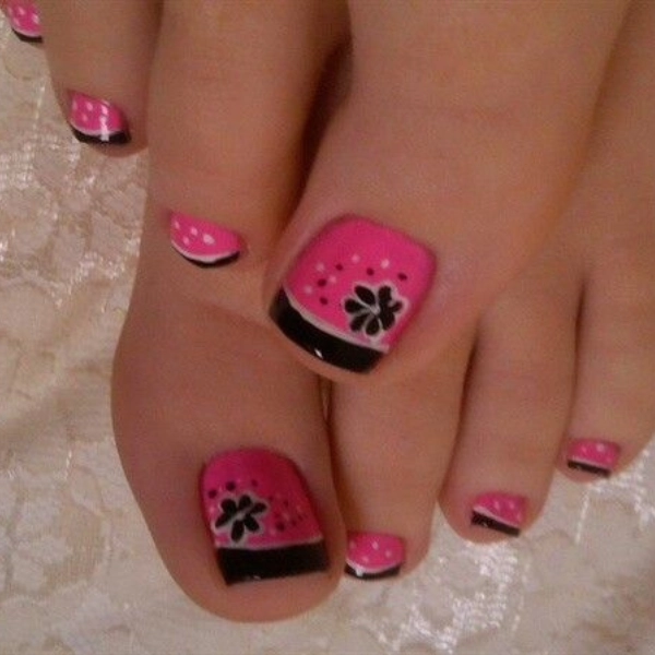 pedicure-ideas-pink-french-tips-Pink-and-Black-Tips