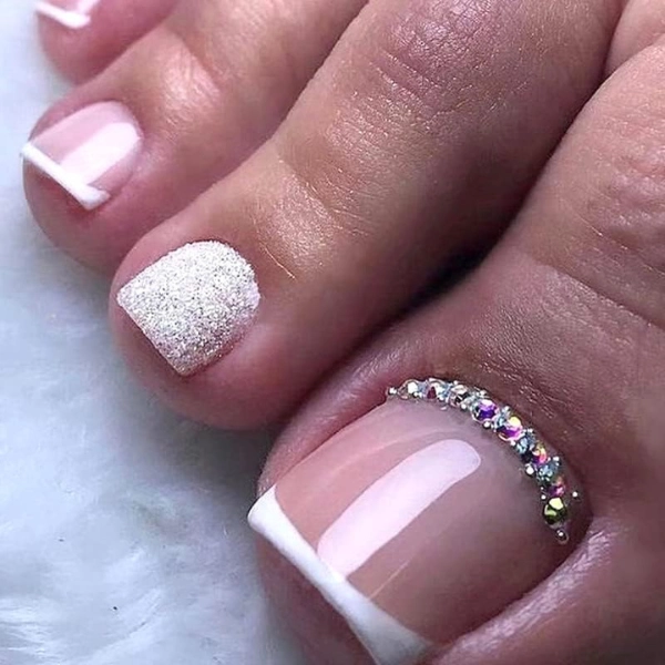 pedicure-ideas-pink-french-tips-Pink-and-Silver-Tips