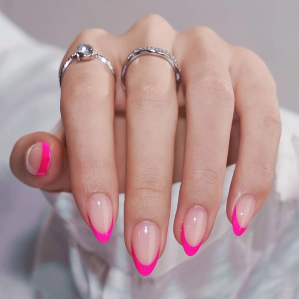 pink-nails-almond-French-Pink