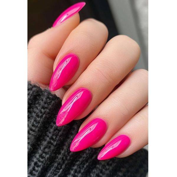 Long Almond Pink Nails